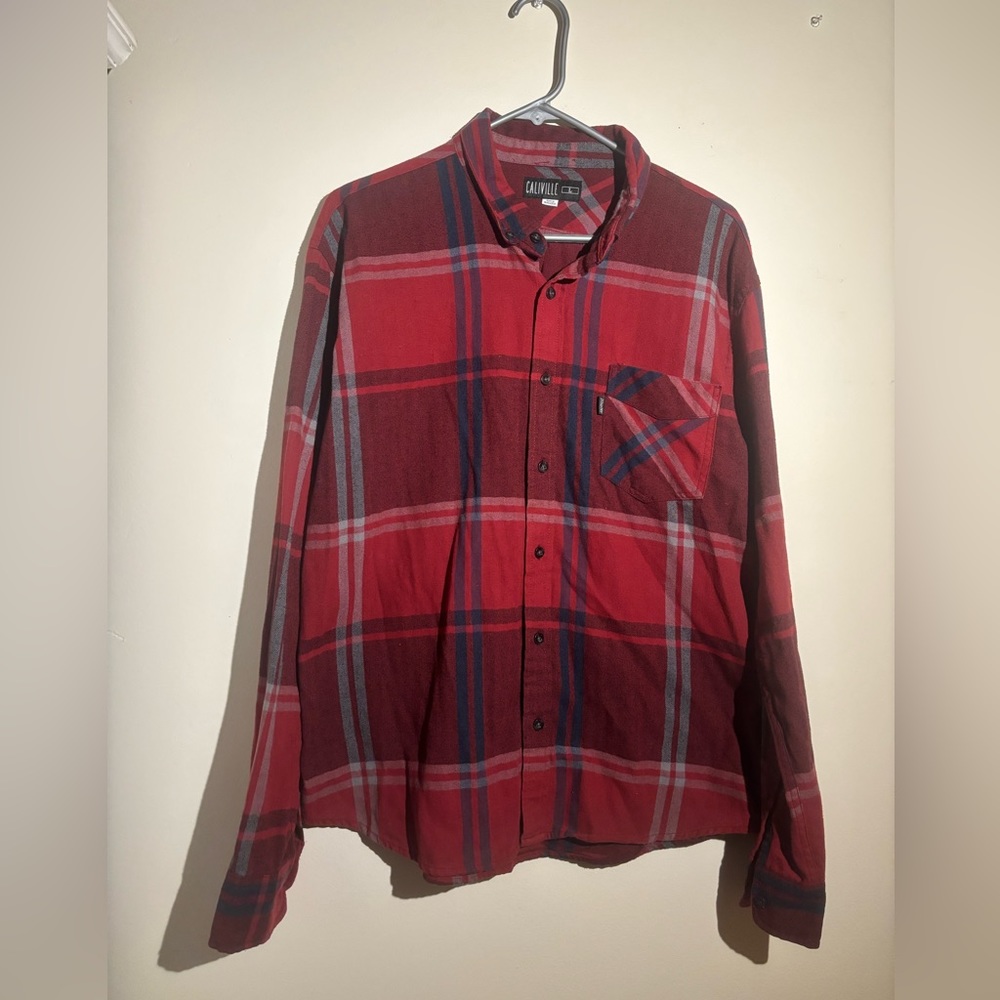 Red, burgundy, blue, gray flannel longsleeve